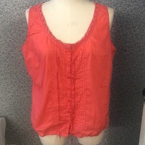 WHITE Stag Crochet Trim Coral/ Pink Tank Top Size XL (16/18)